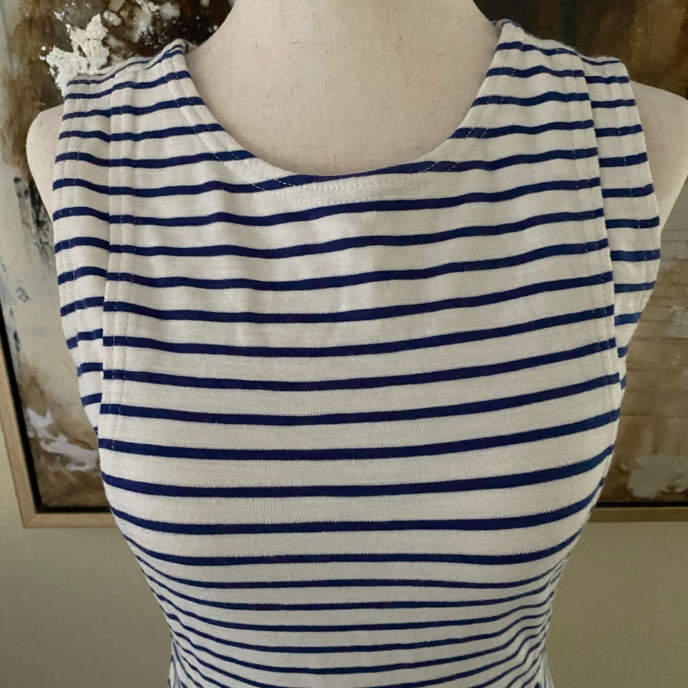 J. Crew white with blue stripes dress size 0 ~ - Picture 14 of 14